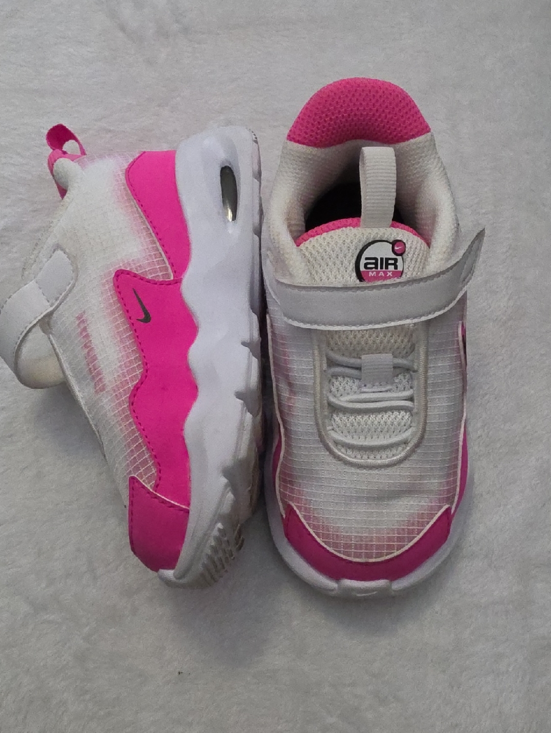 Nike Kids White And Hot Pink Air Max Sneakers